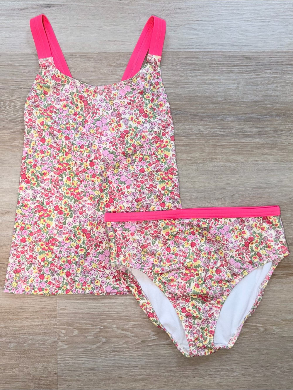 Boden Girls Pink Floral Tankini Swimsuit